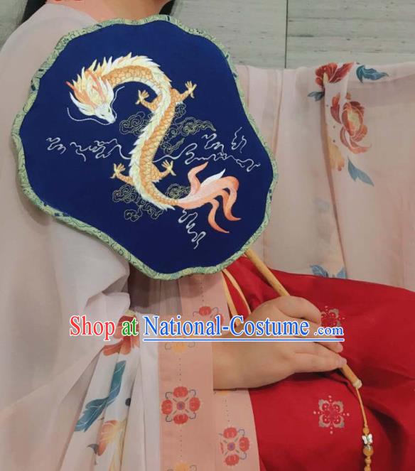 China Hanfu Dance Fan Classical Double Side Palace Fan Handmade Suzhou Embroidered Dragon Fan Traditional Silk Fans