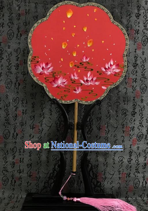 China Traditional Wedding Silk Fans Hanfu Dance Fan Classical Double Side Palace Fan Handmade Suzhou Embroidered Fan