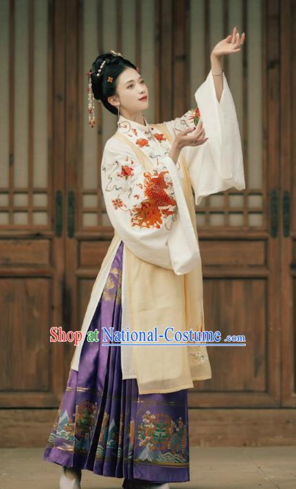 China Ming Dynasty Royal Countess Historical Clothing Traditional Hanfu Garments Ancient Noble Woman Embroidered Hanfu Dress