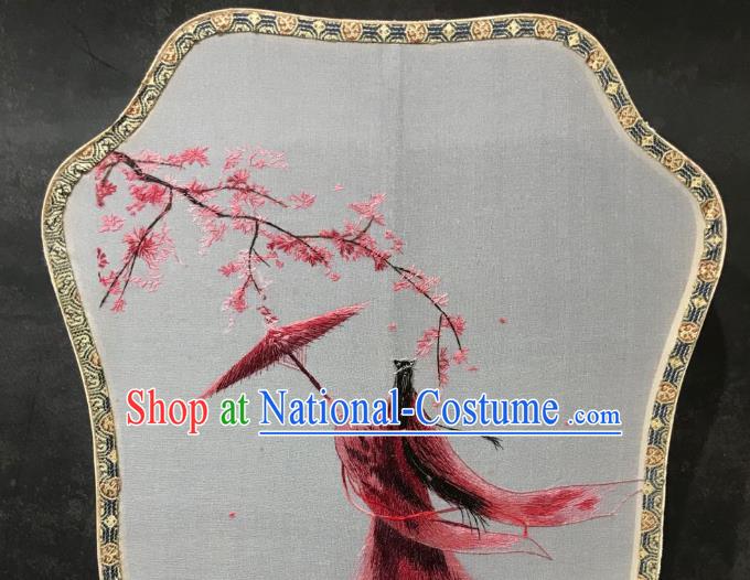 China Embroidered Palace Fan Handmade Double Side Silk Fan Ming Dynasty Court Fans Traditional Hanfu Fan