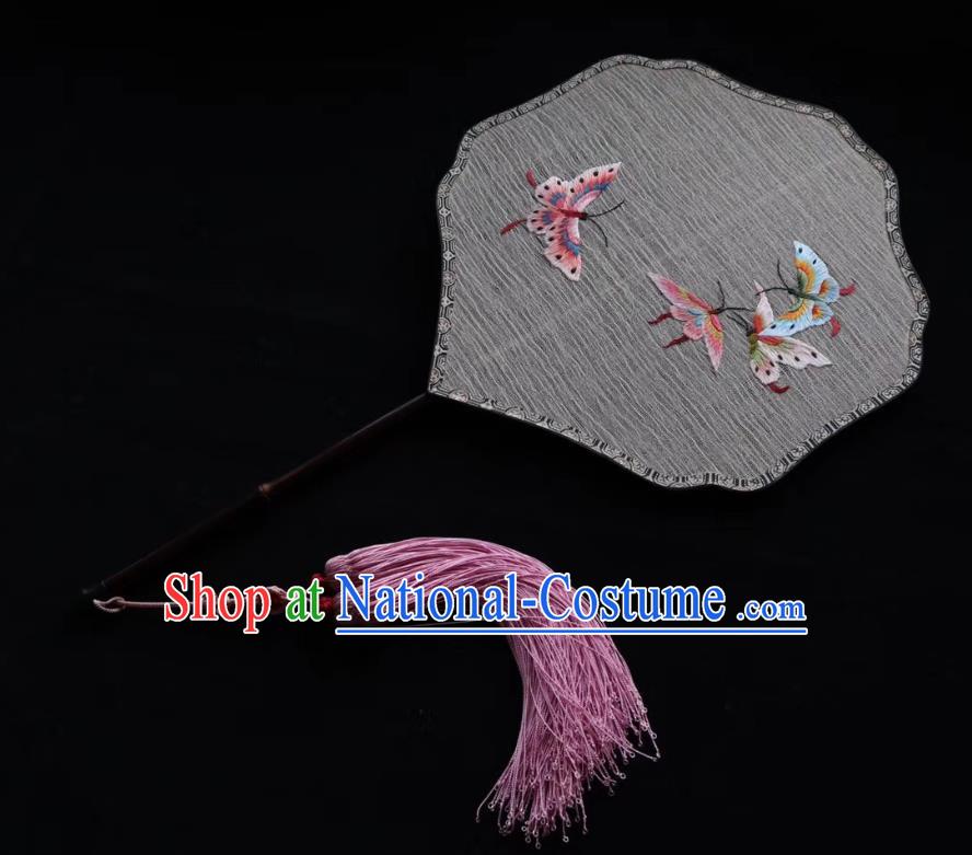 China Classical Dance Kesi Fans Traditional Hanfu Silk Fan Suzhou Embroidered Butterfly Palace Fan Handmade Double Side Fan