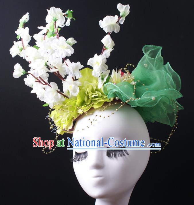 Top Halloween Cosplay Hair Accessories Stage Show Silk Flowers Hair Crown Brazil Parade Giant Headpiece Rio Carnival Decorations