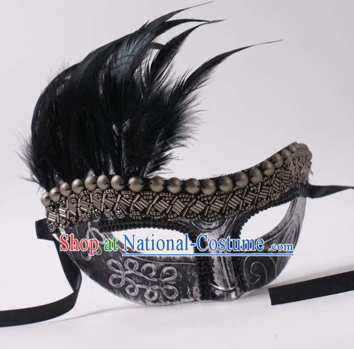 Professional Cosplay Metal Mask Party Performance Feather Face Mask Rio Carnival Headwear