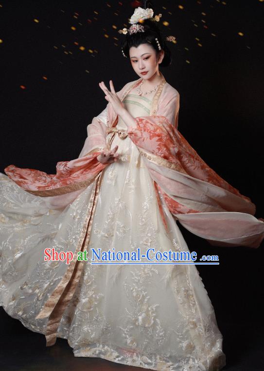 China Ancient Court Woman Hanfu Dress Garments Traditional Tang Dynasty Imperial Concubine Historical Clothing