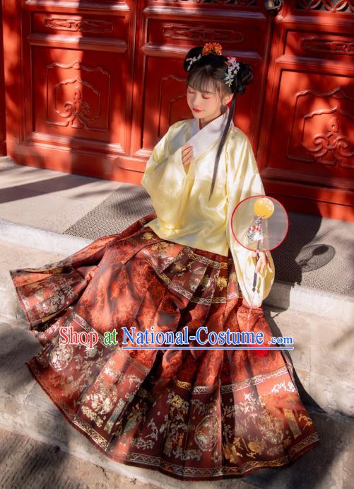 China Traditional Ming Dynasty Nobility Lady Historical Clothing Ancient Young Beauty Hanfu Dress Apparels