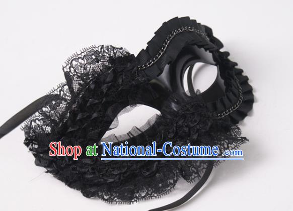 Rio Carnival Blinder Headwear Halloween Party Cosplay Black Lace Mask Professional Stage Performance Face Mask