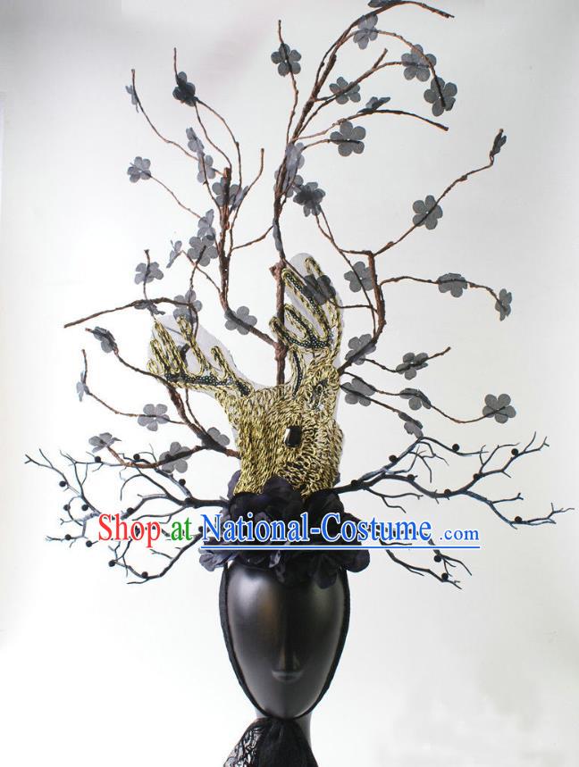 Top Halloween Cosplay Top Hat Stage Show Black Plum Hair Crown Baroque Giant Headdress Rio Carnival Decorations