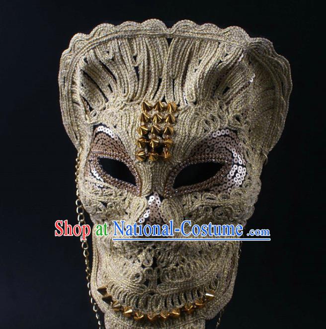 Rio Carnival Headwear Halloween Party Male Cosplay Mask Professional Stage Performance Lace Face Mask