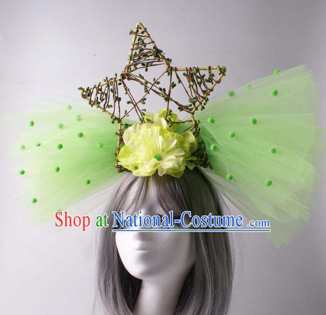 Top Rio Carnival Decorations Halloween Cosplay Top Hat Stage Show Green Veil Hair Crown Baroque Giant Headdress