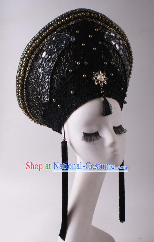 Top Halloween Cosplay Queen Black Hat Stage Show Royal Crown Baroque Giant Headdress Rio Carnival Decorations