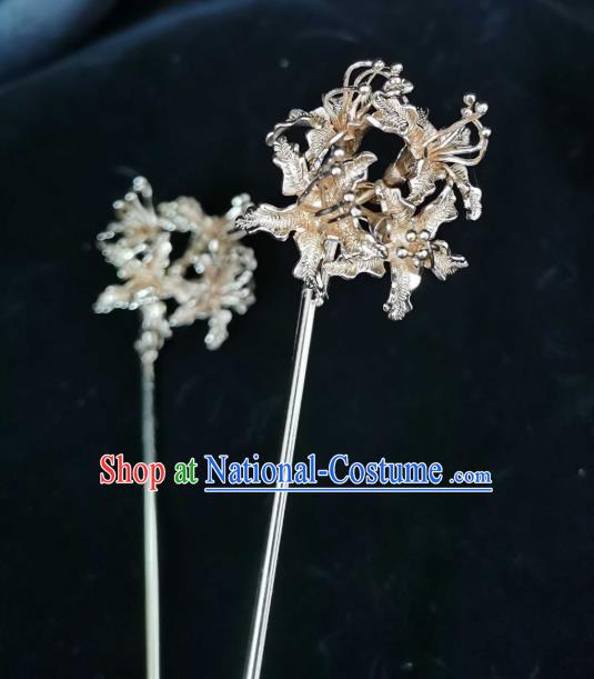 China Ancient Palace Lady Hair Stick Tang Dynasty Princess Golden Manjusaka Hairpin Traditional Hanfu Hair Accessories