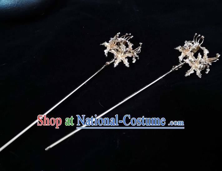 China Ancient Palace Lady Hair Stick Tang Dynasty Princess Golden Manjusaka Hairpin Traditional Hanfu Hair Accessories