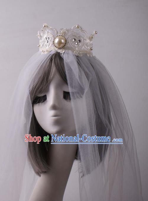 Top Baroque Bride Giant Headdress Rio Carnival Decorations Halloween Cosplay Princess Pearls Headwear Stage Show Royal Crown