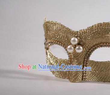 Rio Carnival Blinder Headwear Halloween Party Male Cosplay Golden Mask Professional Stage Performance Face Mask