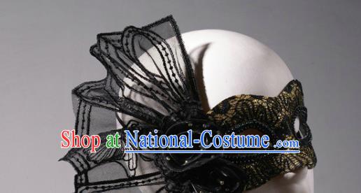 Handmade Halloween Cosplay Party Woman Mask Costume Ball Golden Face Mask Stage Show Blinder Headpiece