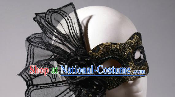 Handmade Halloween Cosplay Party Woman Mask Costume Ball Golden Face Mask Stage Show Blinder Headpiece