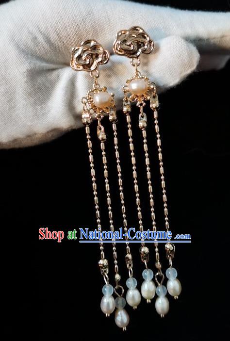 China Traditional Hanfu Tassel Hair Stick Ancient Court Lady Hair Accessories Ming Dynasty Princess Golden Cloud Hairpin