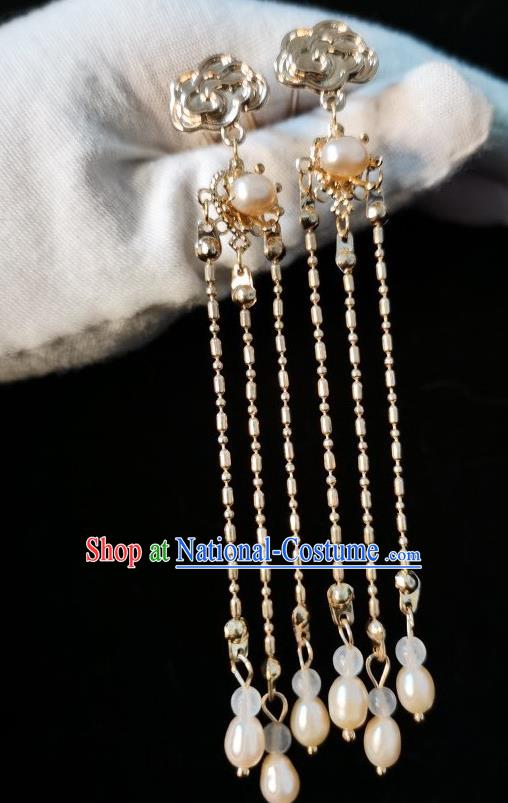 China Traditional Hanfu Tassel Hair Stick Ancient Court Lady Hair Accessories Ming Dynasty Princess Golden Cloud Hairpin