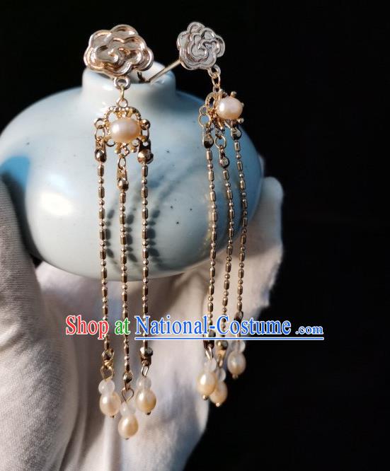 China Traditional Hanfu Tassel Hair Stick Ancient Court Lady Hair Accessories Ming Dynasty Princess Golden Cloud Hairpin