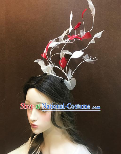 Top Stage Show Silk Leaf Hair Crown Catwalks Performance Headdress Baroque Bride Hair Clasp