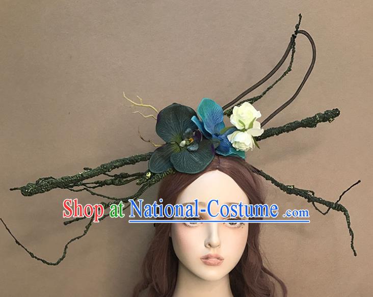 Top Catwalks Hair Clasp Cosplay Witch Hair Accessories Baroque Giant Hair Crown Stage Show Headdress