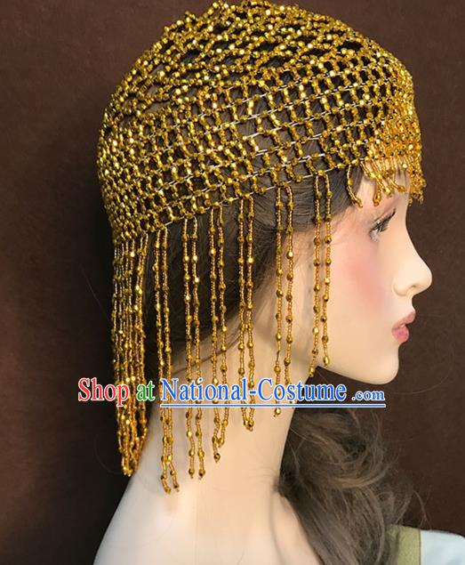 Top Stage Show Golden Tassel Hat Catwalks Performance Hair Accessories Cosplay Headdress Baroque Bride Hair Clasp