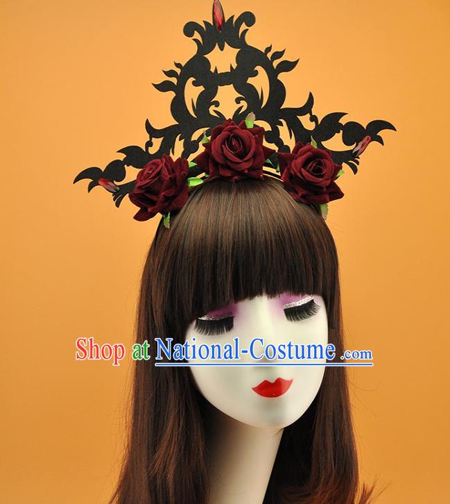 Top Cosplay Hair Accessories Christmas Queen Hair Crown Halloween Fancy Ball Hair Clasp Gothic Giant Headdress