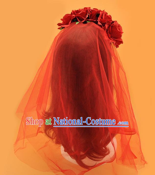 Top Gothic Bride Giant Headdress Cosplay Hair Accessories Christmas Princess Hair Crown Halloween Fancy Ball Hair Veil