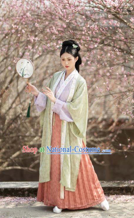 China Song Dynasty Young Beauty Historical Clothing Ancient Noble Lady Dress Traditional Court Princess Hanfu Garments