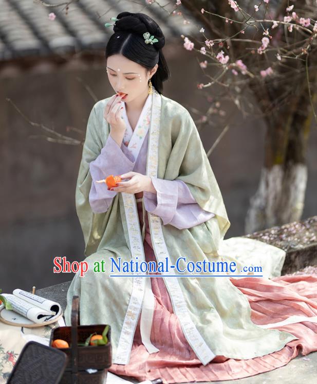 China Song Dynasty Young Beauty Historical Clothing Ancient Noble Lady Dress Traditional Court Princess Hanfu Garments