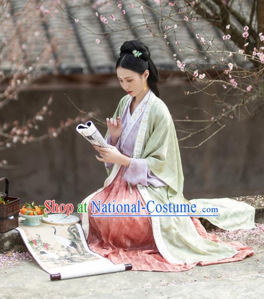 China Song Dynasty Young Beauty Historical Clothing Ancient Noble Lady Dress Traditional Court Princess Hanfu Garments