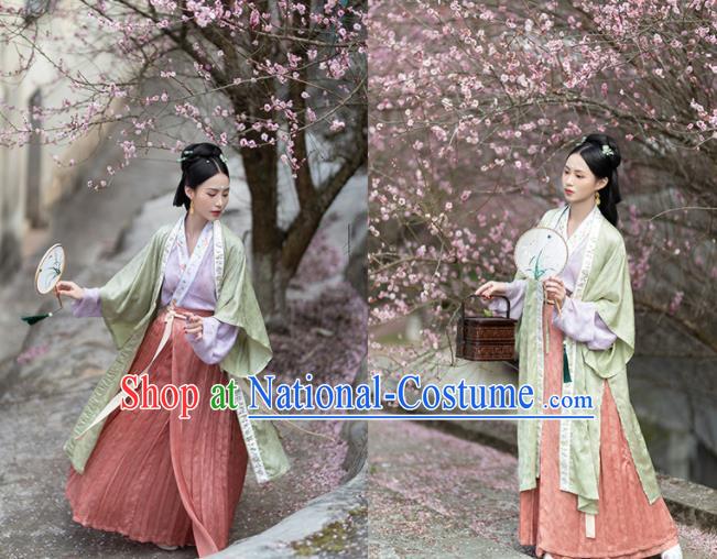 China Song Dynasty Young Beauty Historical Clothing Ancient Noble Lady Dress Traditional Court Princess Hanfu Garments