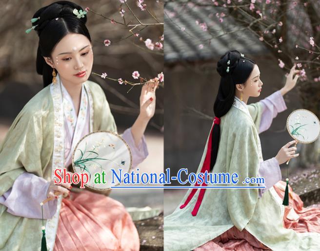 China Song Dynasty Young Beauty Historical Clothing Ancient Noble Lady Dress Traditional Court Princess Hanfu Garments