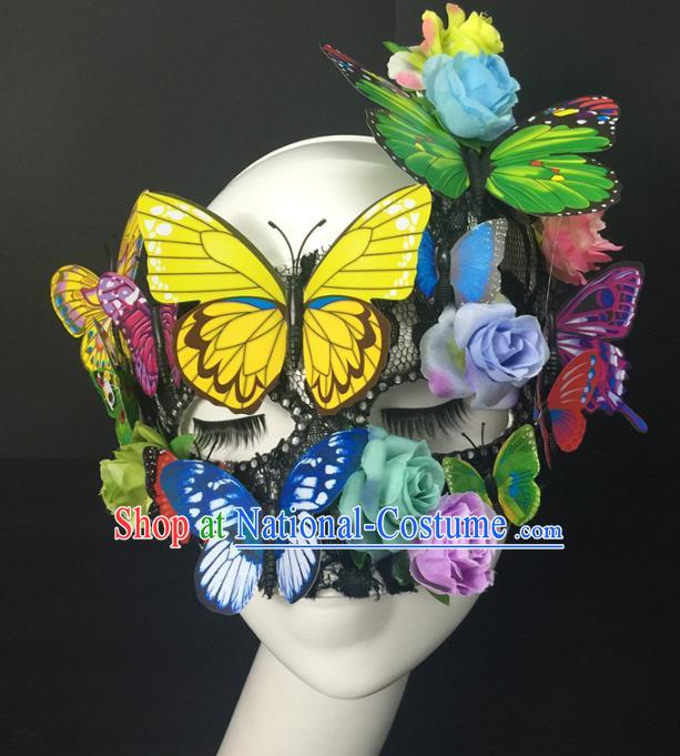 Handmade Rio Carnival Butterfly Flowers Face Mask Halloween Cosplay Show Mask Costume Party Blinder Headpiece