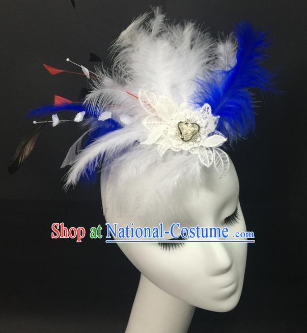 Top Catwalks Feather Royal Crown Halloween Party Lace Flowers Top Hat Brazilian Carnival Headdress Cosplay Hair Accessories