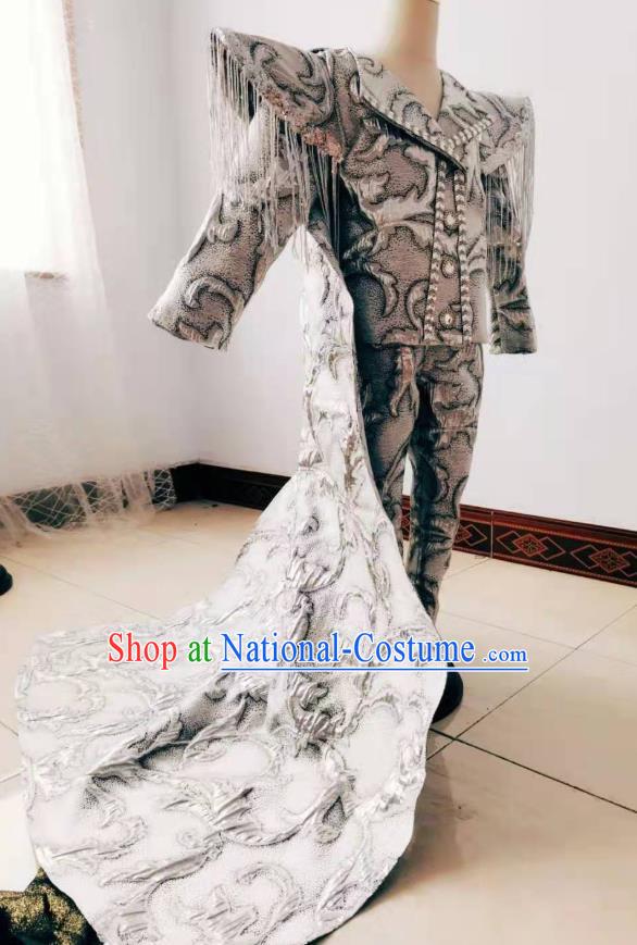 Custom Children Catwalks Garment Costume Boys Performance Clothing Stage Show Prince Grey Uniforms