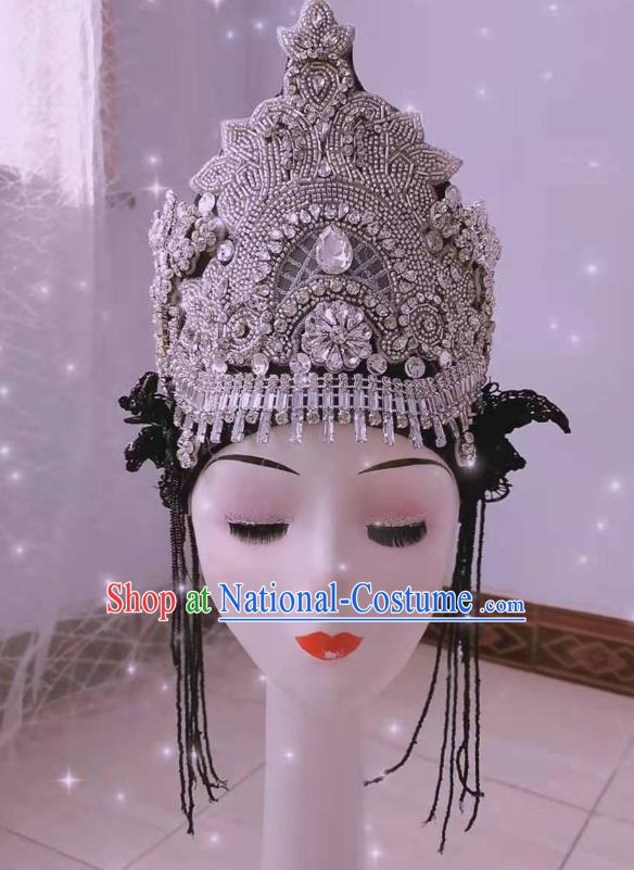 Top Brazil Parade Girl Crystal Headdress Halloween Cosplay Hair Accessories Catwalks Royal Crown Baroque Princess Top Hat