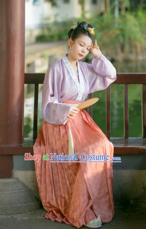 China Traditional Song Dynasty Historical Clothing Ancient Noble Mistress Hanfu Dress Garment Costumes