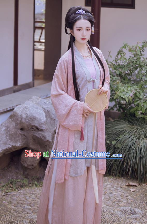 China Traditional Hanfu Garment Costumes Ancient Song Dynasty Nobility Female Historical Clothing