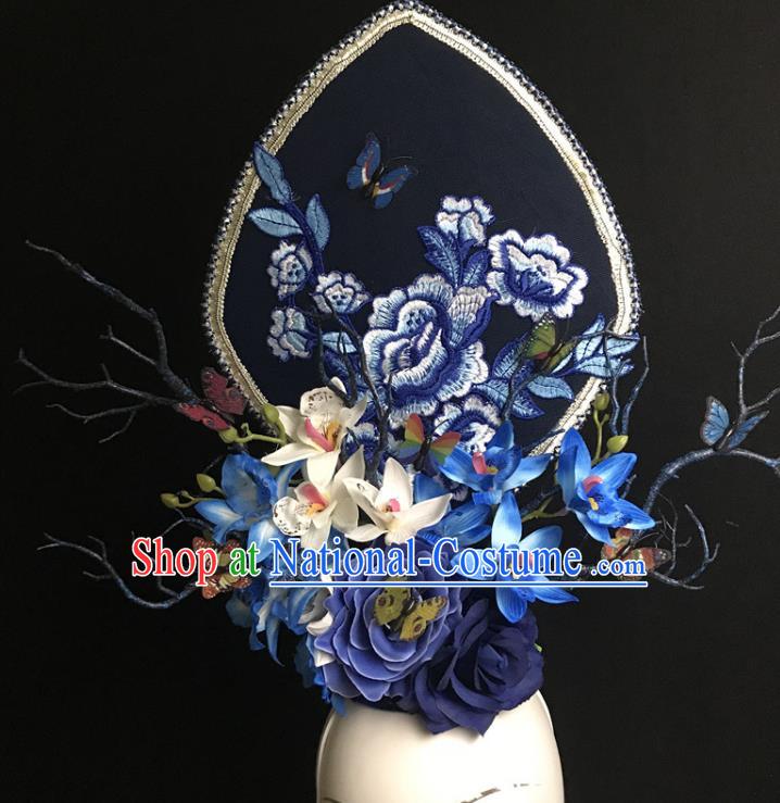 Top Brazil Parade Headdress Halloween Cosplay Hair Accessories Catwalks Embroidered Royal Crown Rio Carnival Flowers Top Hat