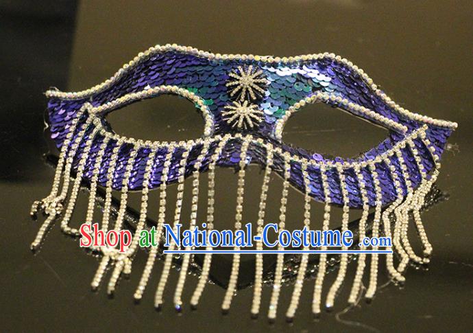 Handmade Halloween Cosplay Crystal Tassel Face Mask Costume Party Sequins Blinder Baroque Princess Headpiece Brazil Carnival Mask