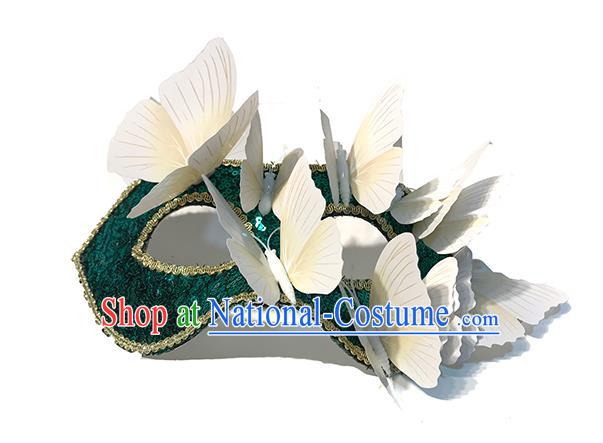 Handmade Halloween Cosplay Green Sequins Face Mask Costume Party Blinder Baroque Princess Headpiece Brazil Carnival Butterfly Mask