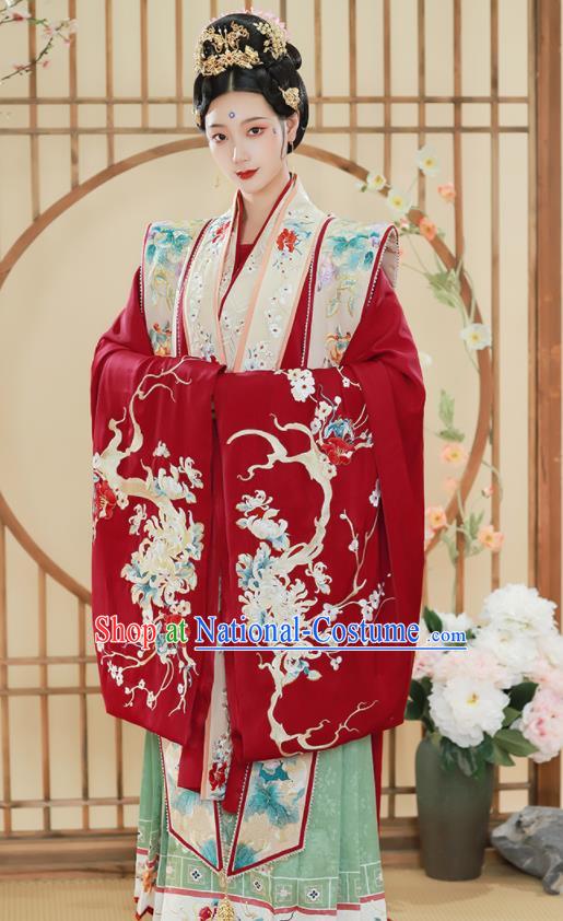 China Traditional Song Dynasty Empress Wedding Historical Clothing Ancient Court Bride Embroidered Hanfu Dress Garments Full Set