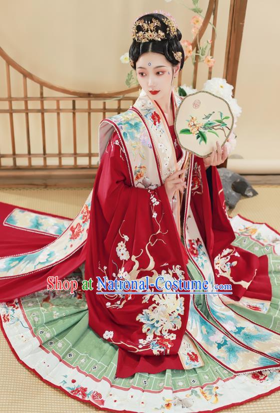 China Traditional Song Dynasty Empress Wedding Historical Clothing Ancient Court Bride Embroidered Hanfu Dress Garments Full Set