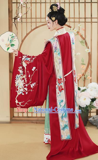 China Traditional Song Dynasty Empress Wedding Historical Clothing Ancient Court Bride Embroidered Hanfu Dress Garments Full Set