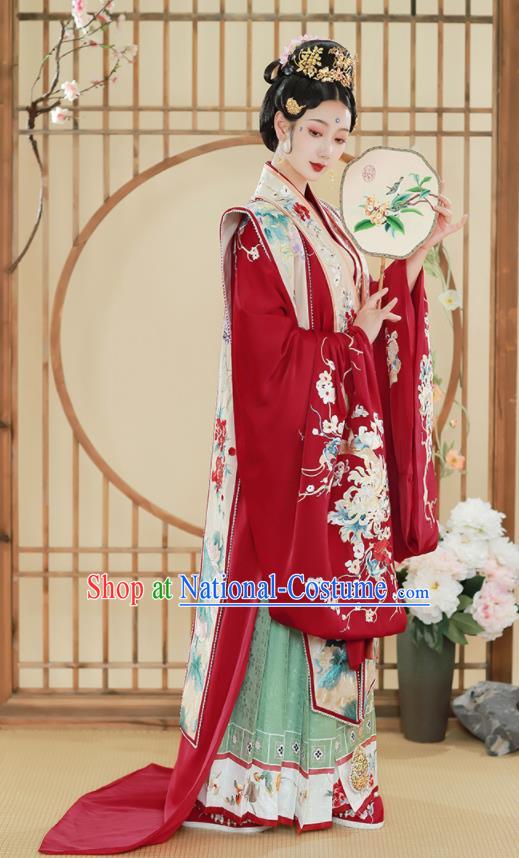 China Traditional Song Dynasty Empress Wedding Historical Clothing Ancient Court Bride Embroidered Hanfu Dress Garments Full Set