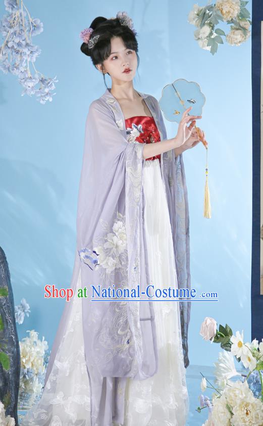 Traditional China Tang Dynasty Princess Embroidered Hanfu Dress Garments Ancient Court Woman Historical Clothing