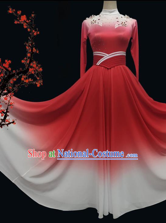 Chinese Spring Festival Gala Performance Garment Costume Modern Dance Clothing Opening Dance Woman Group Dance Red Dress Outfits