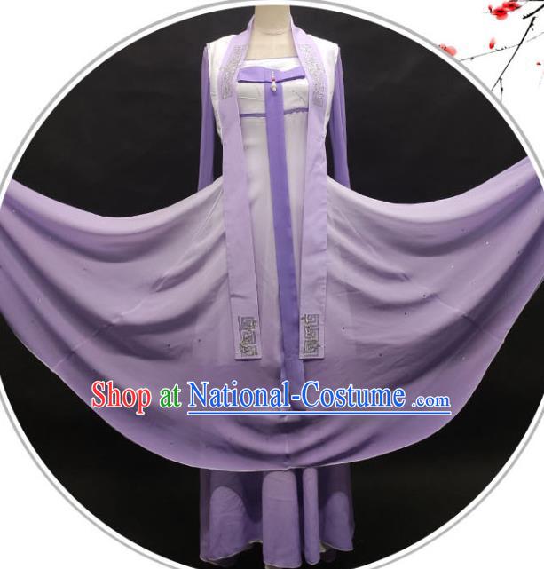 Top Chinese Traditional Umbrella Dance Clothing Classical Dance Purple Dress Woman Solo Dance Garment Costume