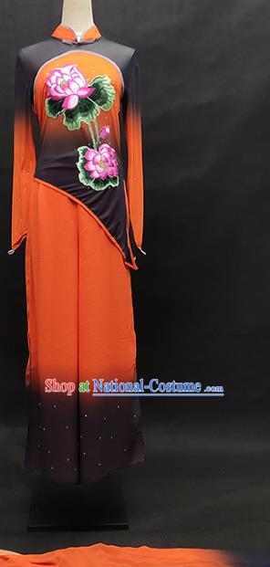 China Fan Dance Performance Garment Costume Folk Dance Clothing Jiaozhou Yangko Group Dance Orange Uniforms